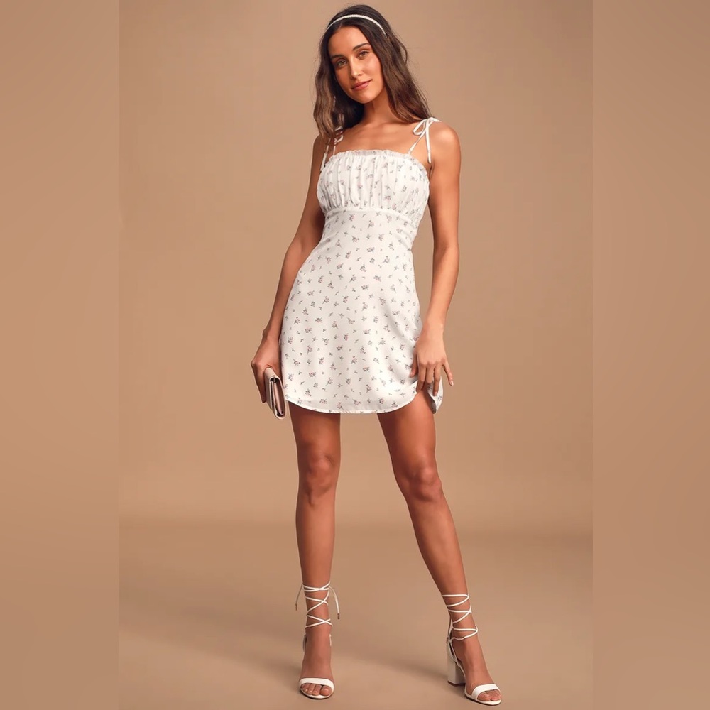 Lulus white floral mini dress - new with tags